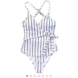 NWT Cupshe White Striped One Piece